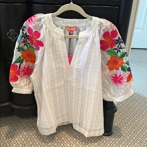 THML White Floral Embroidered Chelsea Top